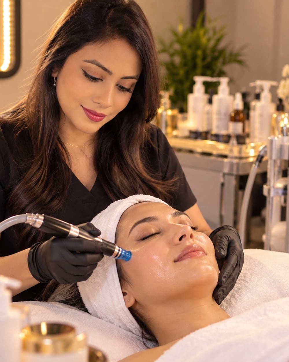 A HydraFacial treatment in progress at Beauty Enhancer Spa in Sterling, Virginia